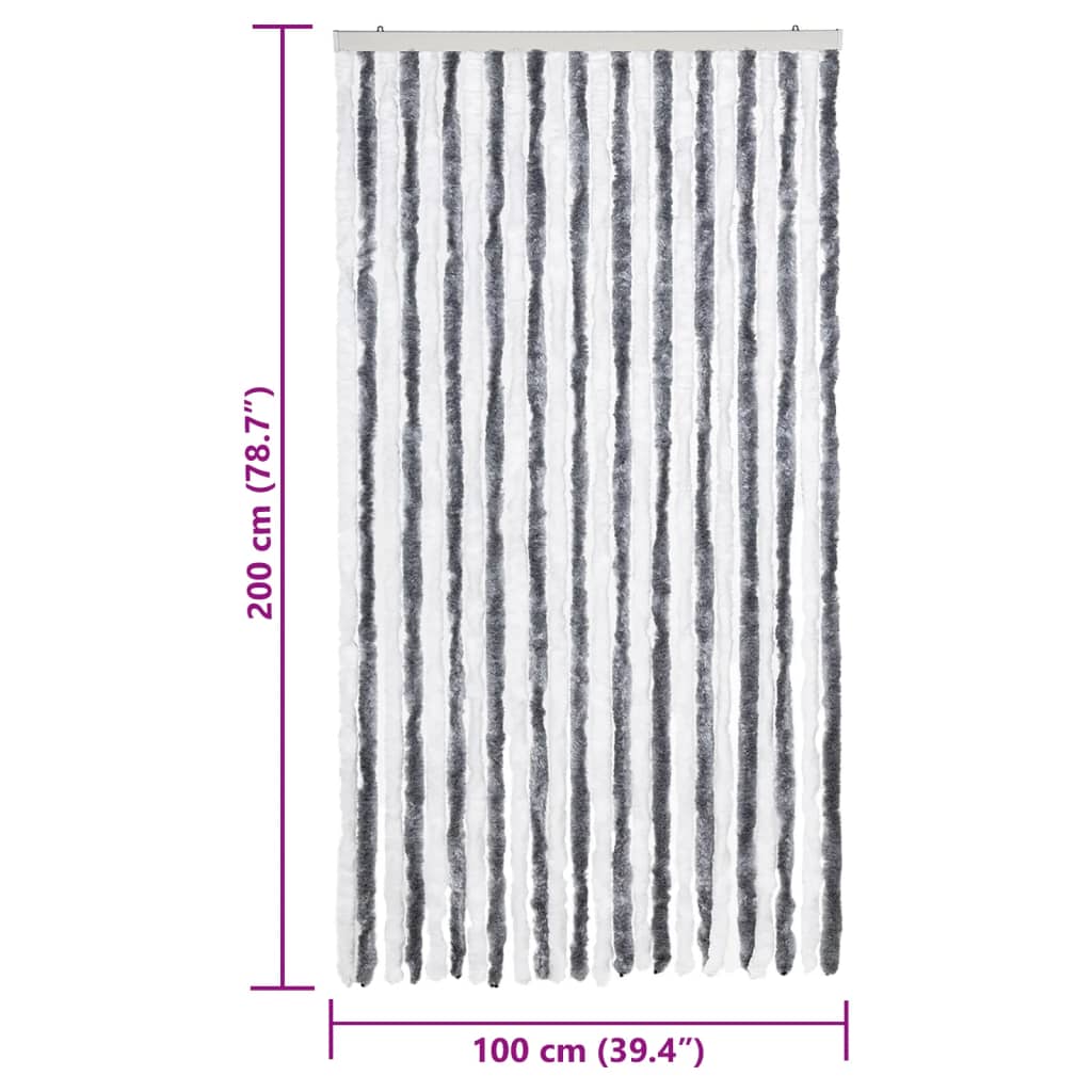 Fly Curtain Grey and White 100x200 cm Chenille