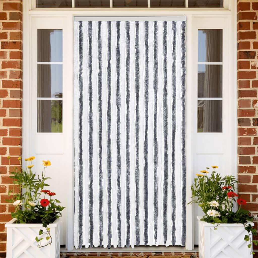 Fly Curtain Grey and White 100x200 cm Chenille