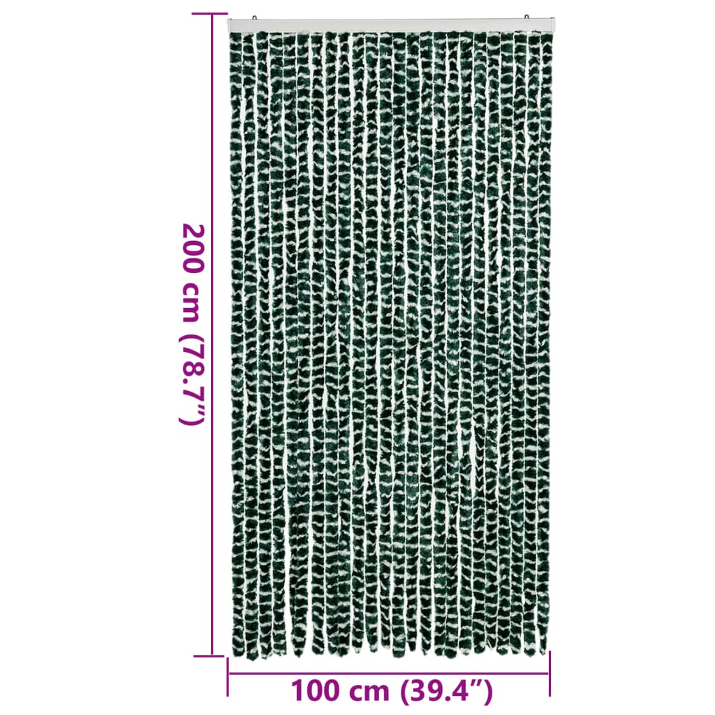 Fly Curtain Green and White 100x200 cm Chenille