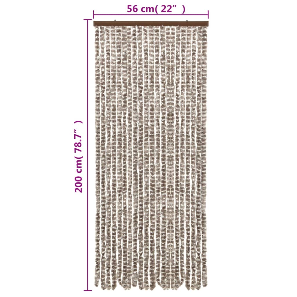 Fly Curtain Taupe and White 56x200 cm Chenille