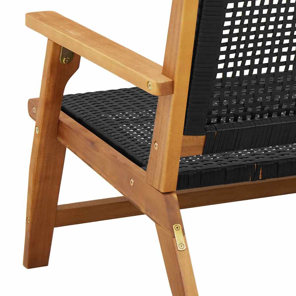 Garden Furniture Black 122 x 78 x 73cm Solid Acacia wood