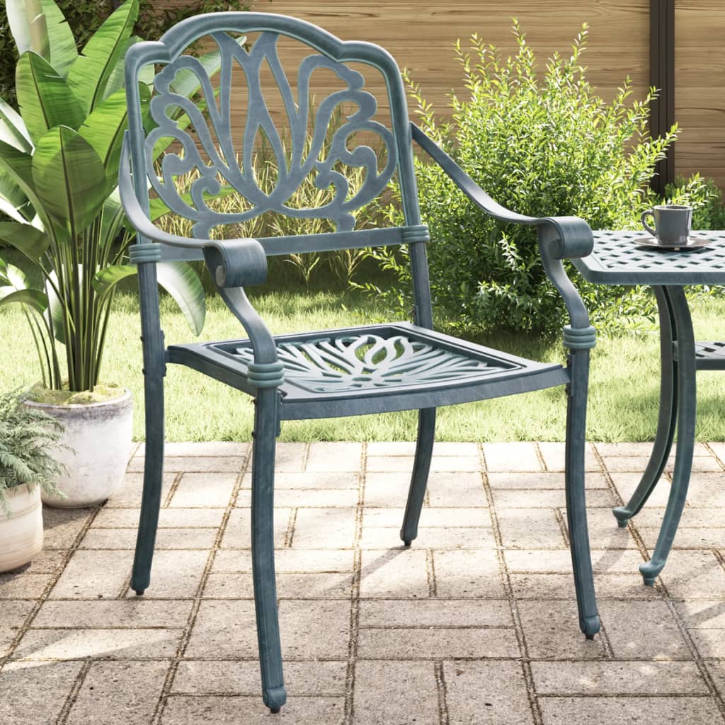 Garden Chairs 2 pcs Green Cast Aluminium