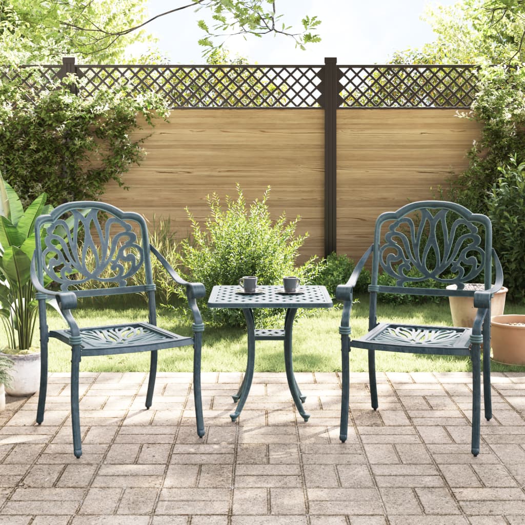 Garden Chairs 2 pcs Green Cast Aluminium