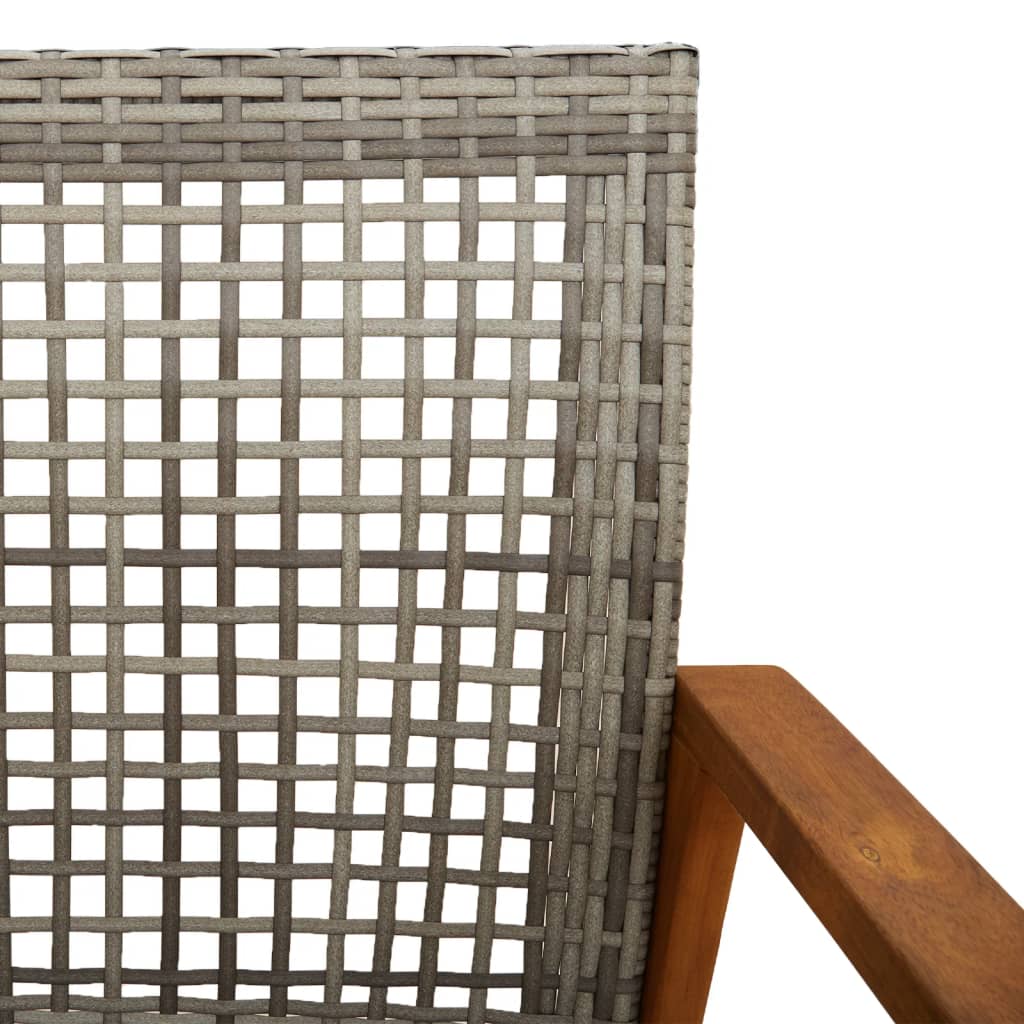 Garden Bench Grey 112 cm Poly Rattan and Acacia Wood