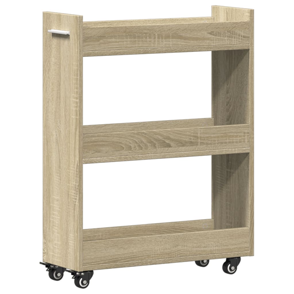 Cabinet with Wheels Sonoma Oak 60x22x79 cm Engineered Wood