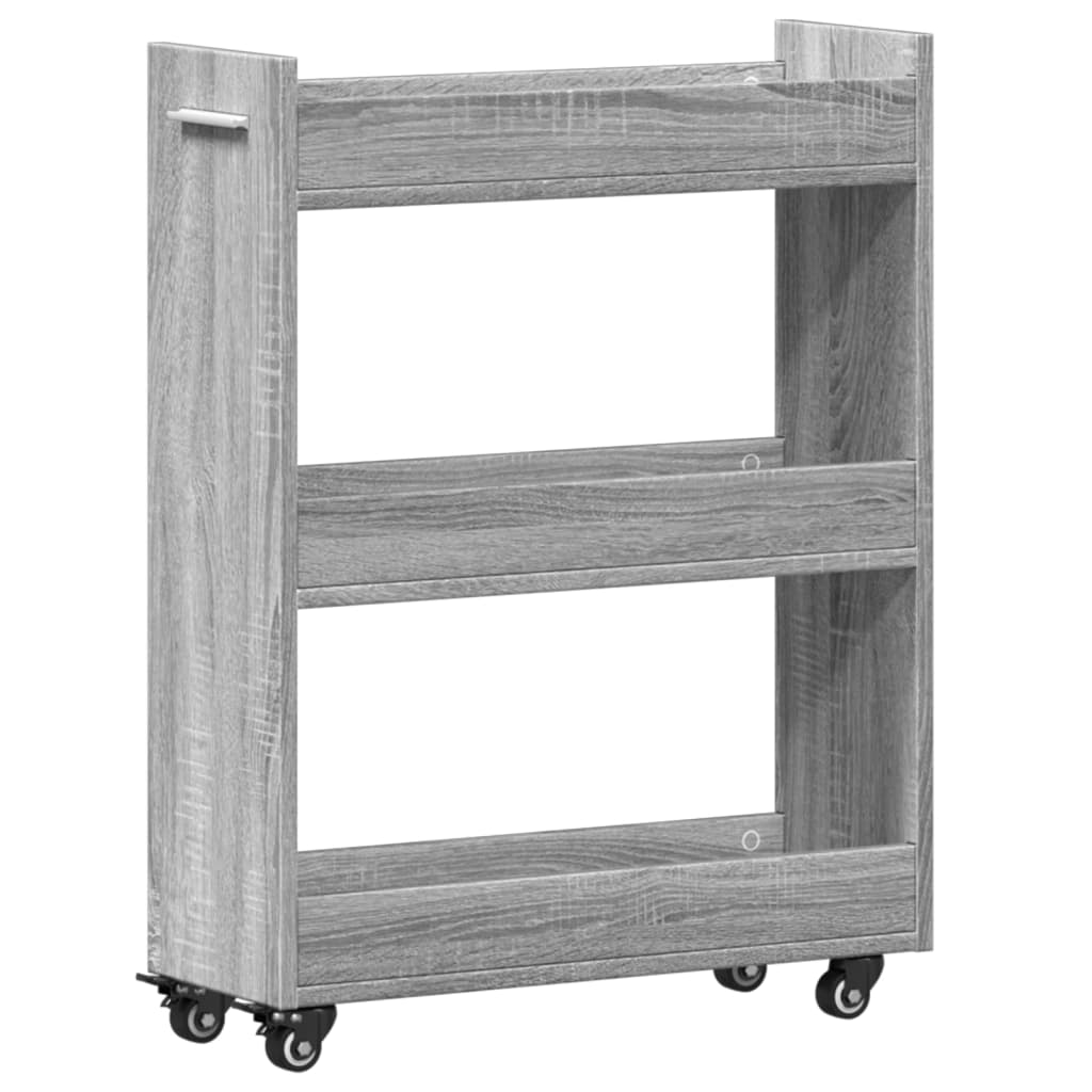 Cabinet with Wheels Grey Sonoma 60x22x79 cm Engineered Wood