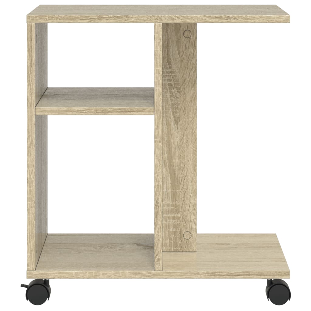 Side Table with Wheels Sonoma Oak 50x30x55 cm Engineered Wood