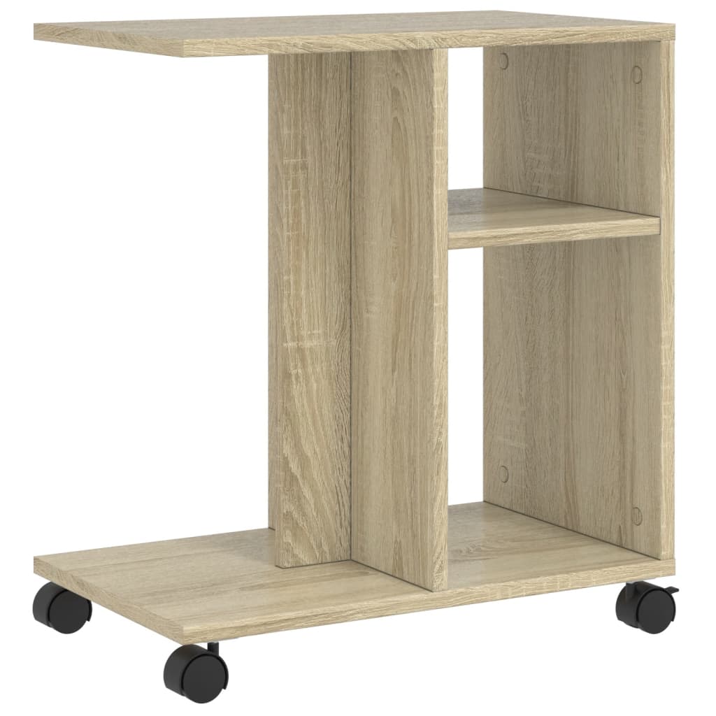 Side Table with Wheels Sonoma Oak 50x30x55 cm Engineered Wood