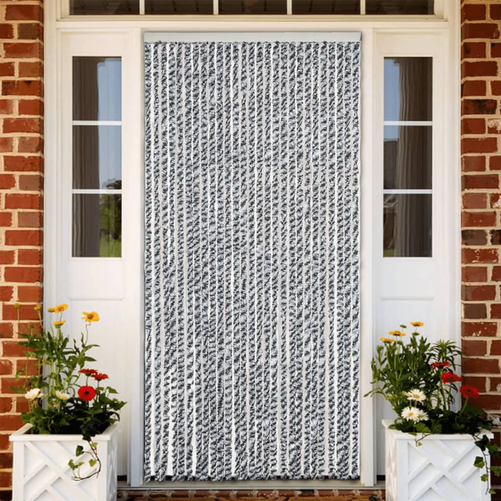 Fly Curtain Grey and Black and White 118x220 cm Chenille