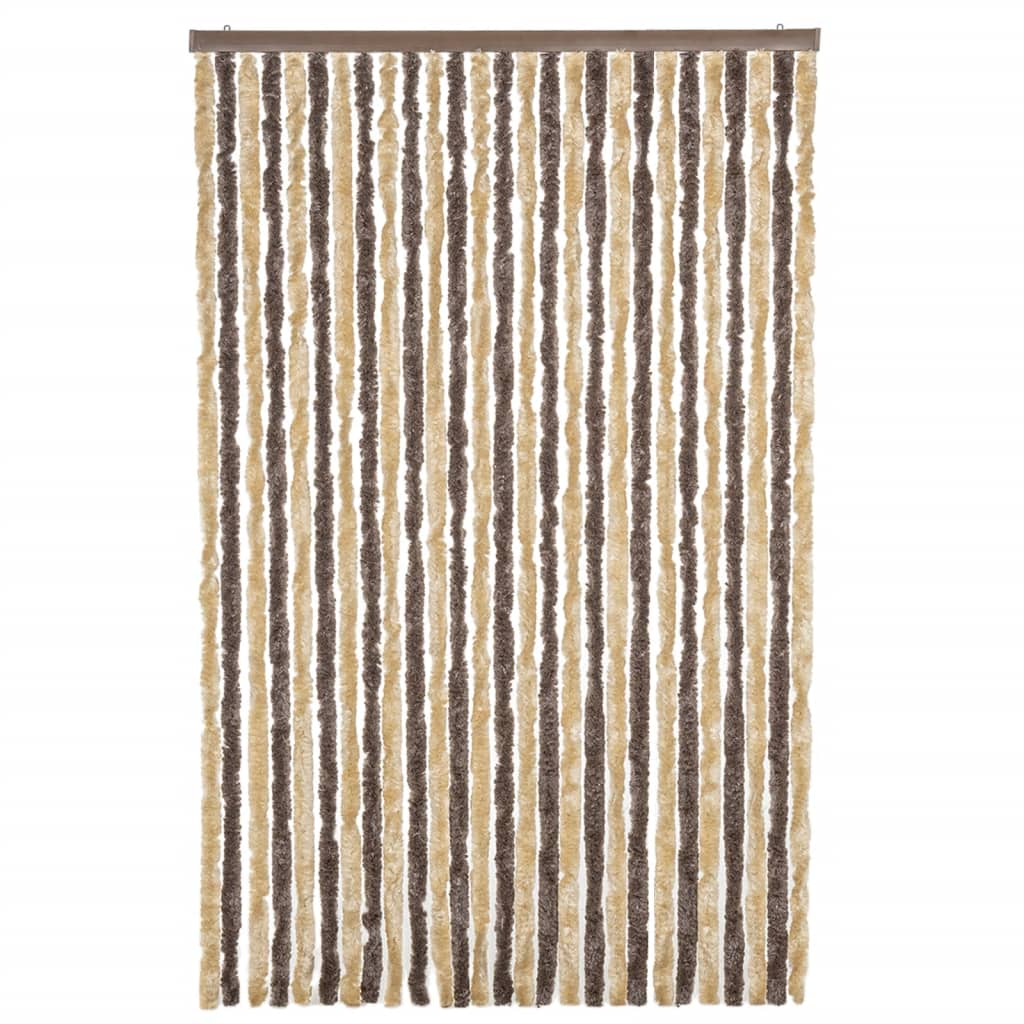 Fly Curtain Dark Brown and Beige 118x220 cm Chenille