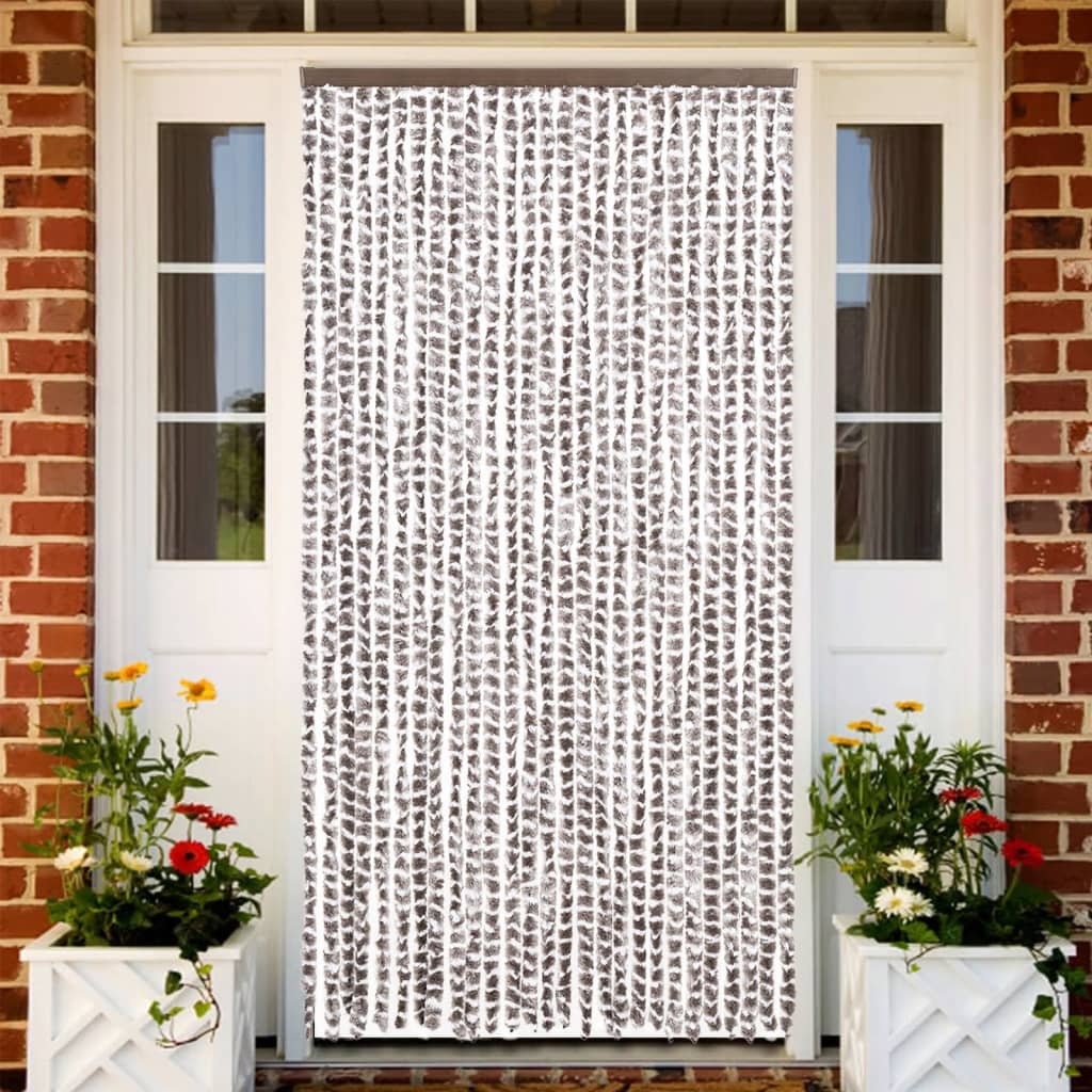 Fly Curtain Taupe and White 118x220 cm Chenille