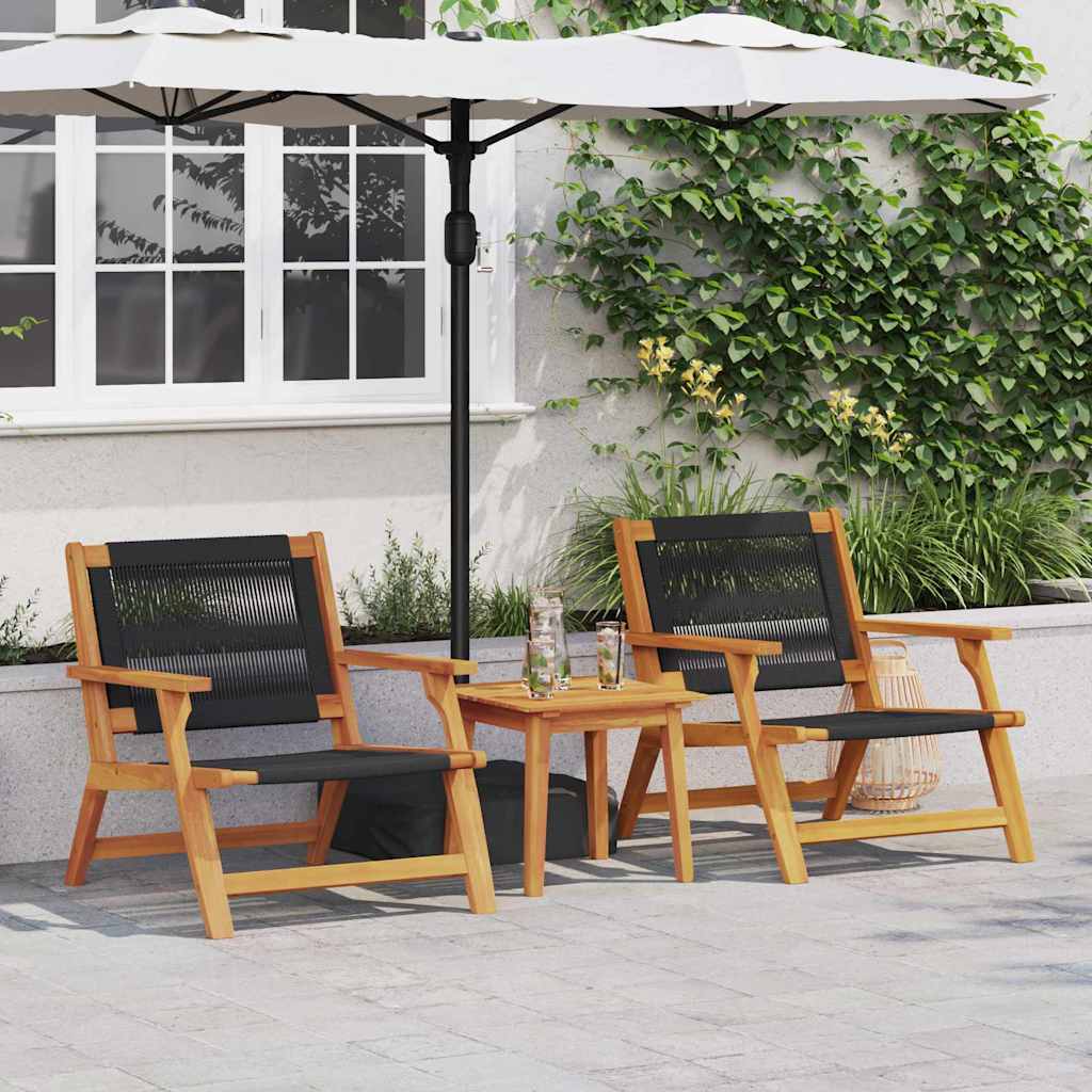 Garden Chairs with Table 3 pcs Black 45 x 45 x 40 cm