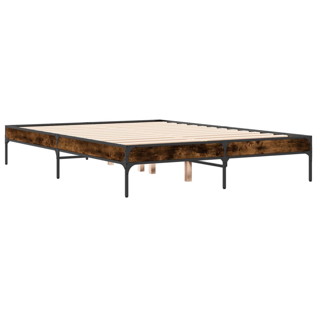 Bed Frame without Mattress Smoked Oak 120x200 cm