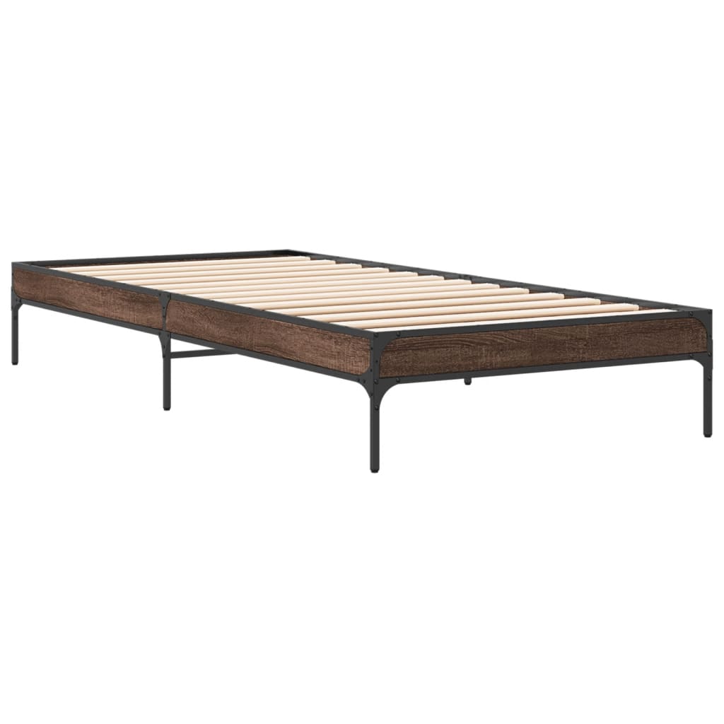 Bed Frame without Mattress Brown Oak 100x200 cm