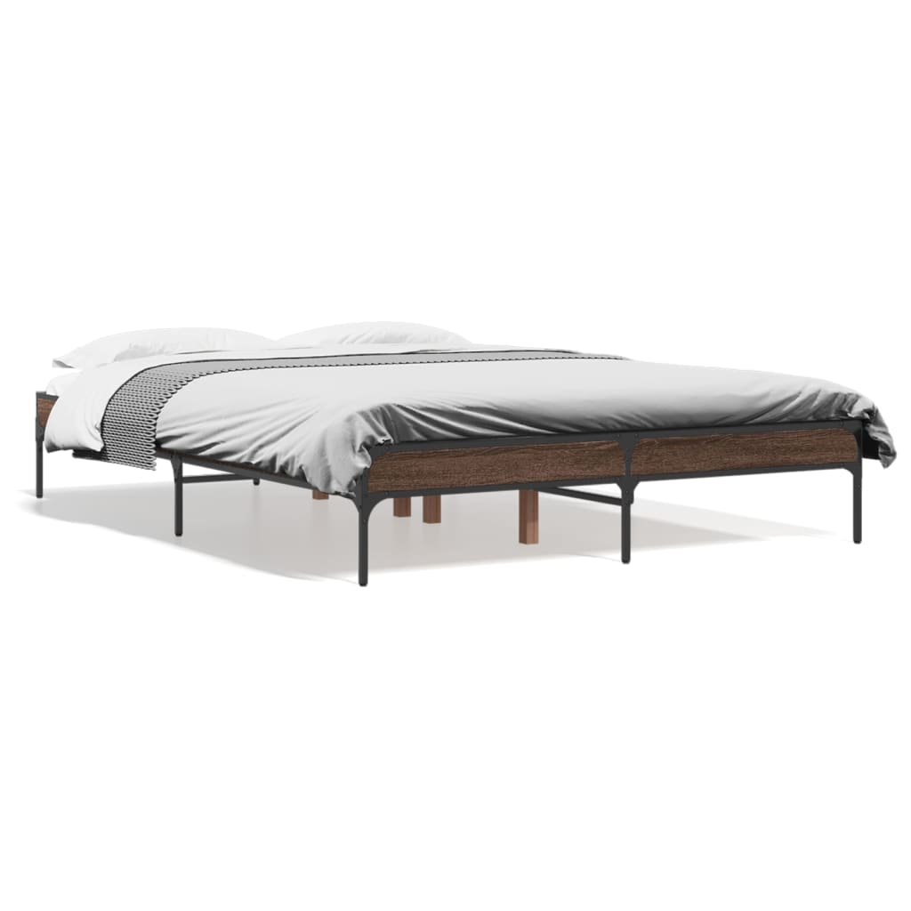 Bed Frame without Mattress Brown Oak 135x190 cm Double