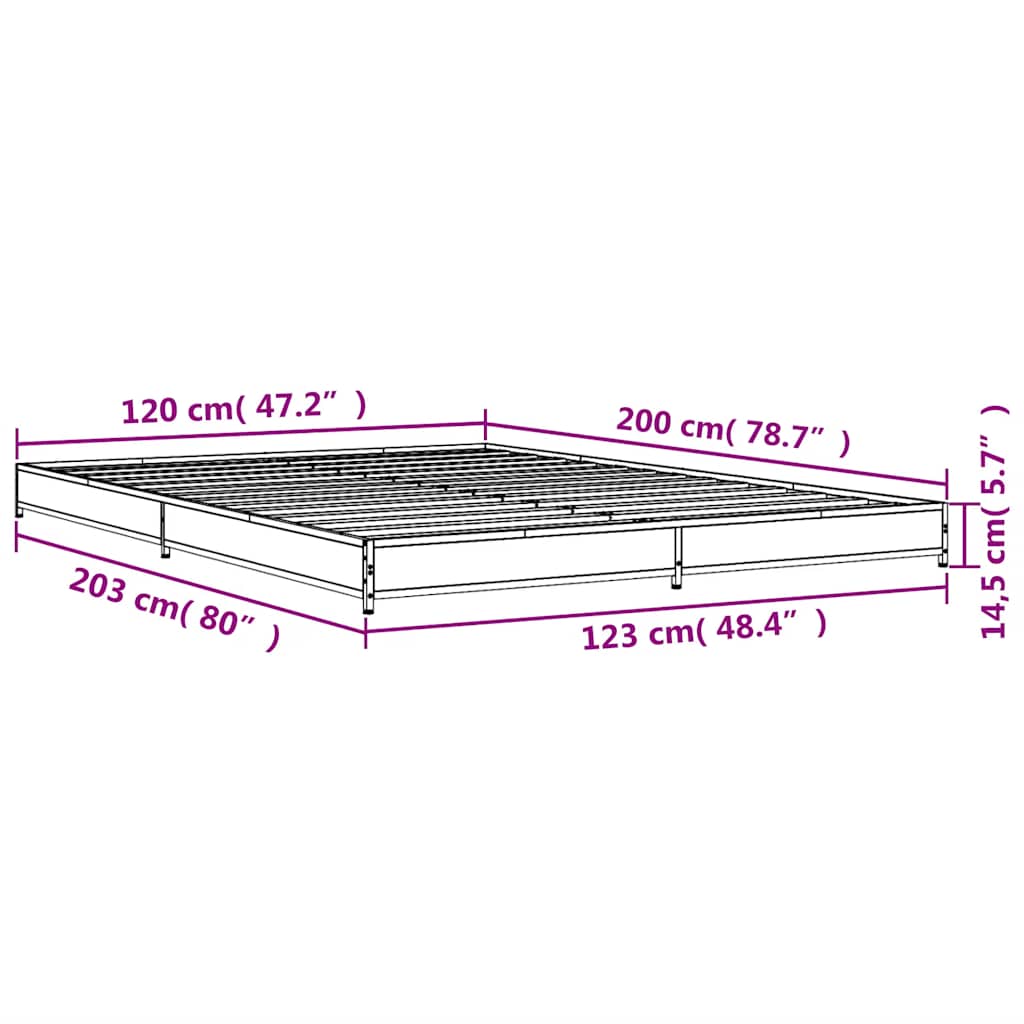 Bed Frame without Mattress Sonoma Oak 120x200 cm