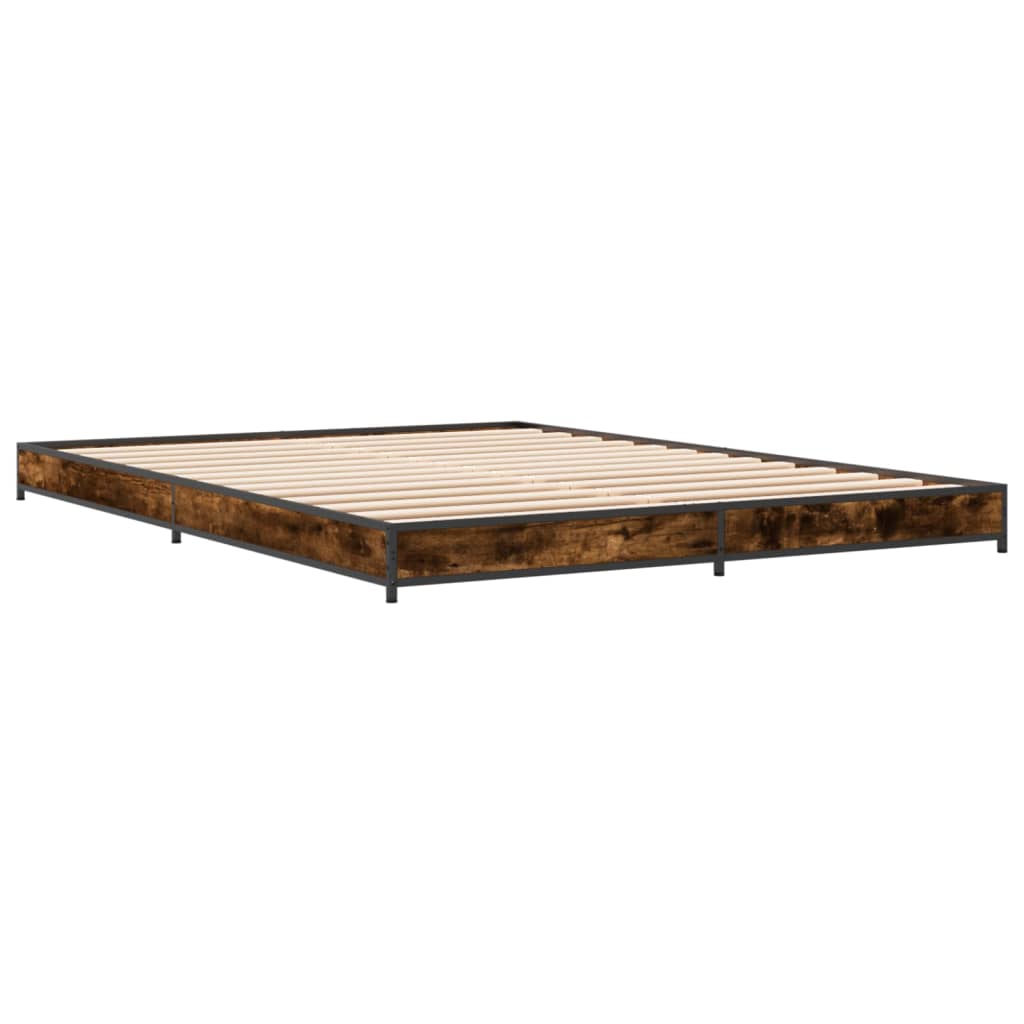 Bed Frame without Mattress Smoked Oak 120x200 cm