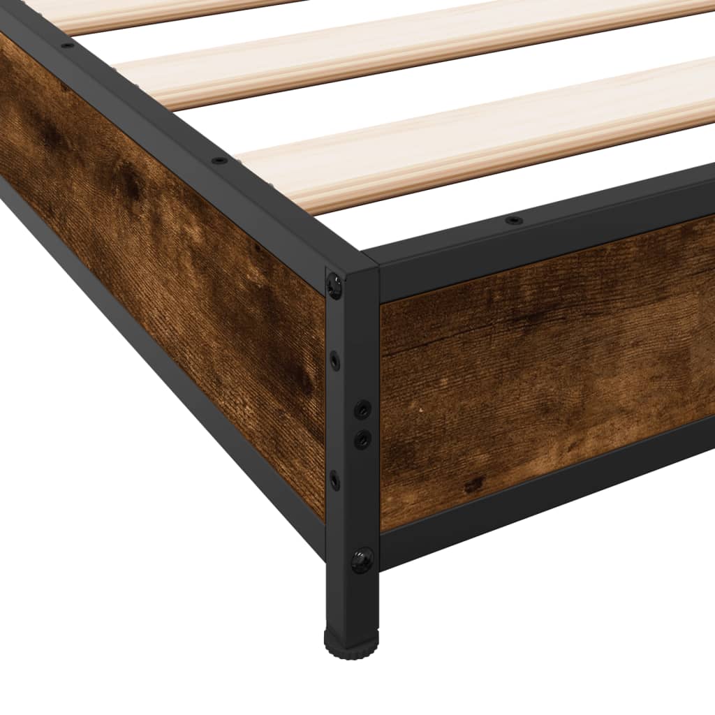 Bed Frame without Mattress Smoked Oak 120x200 cm