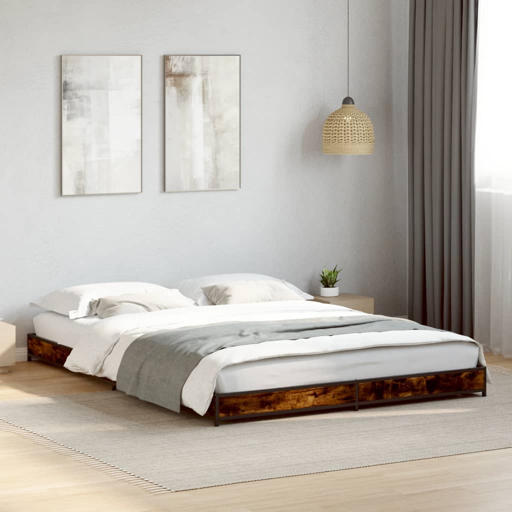 Bed Frame without Mattress Smoked Oak 120x200 cm