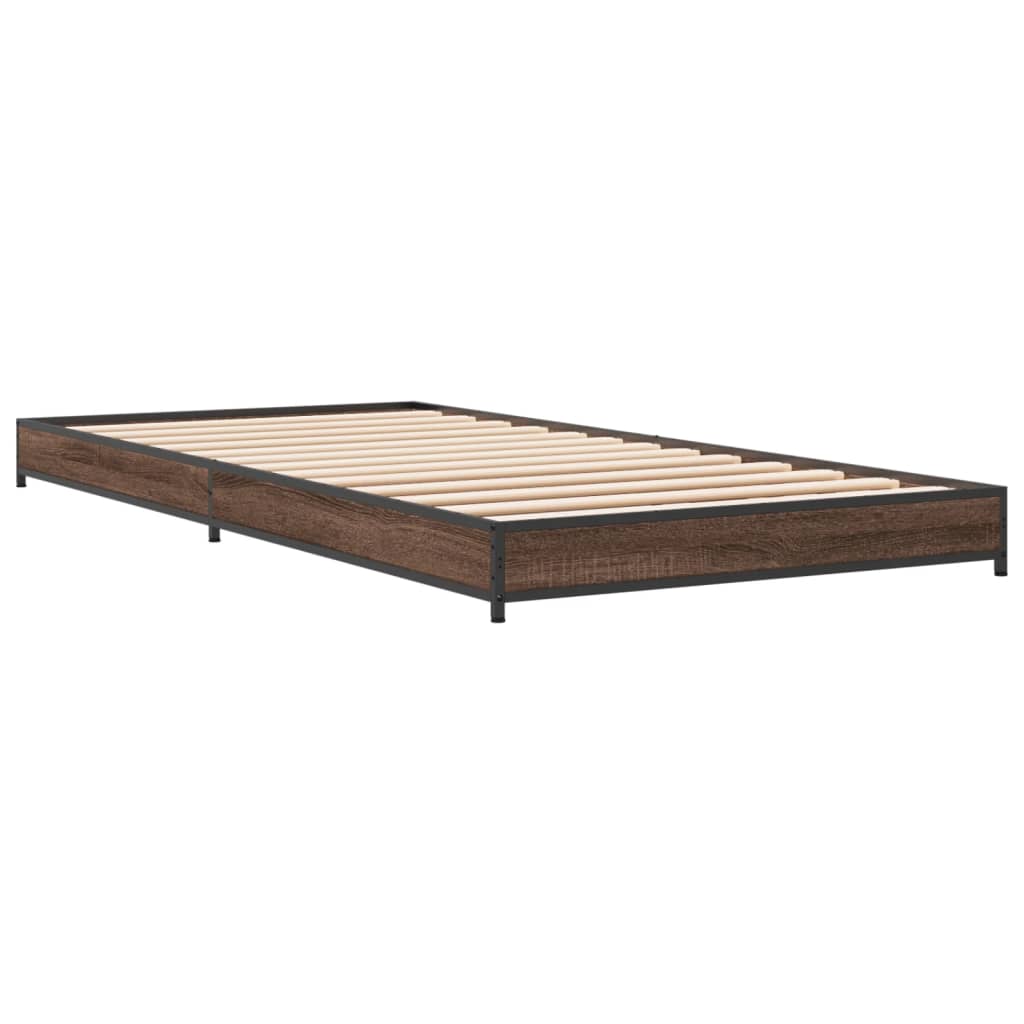 Bed Frame without Mattress Brown Oak 75x190 cm Small Single