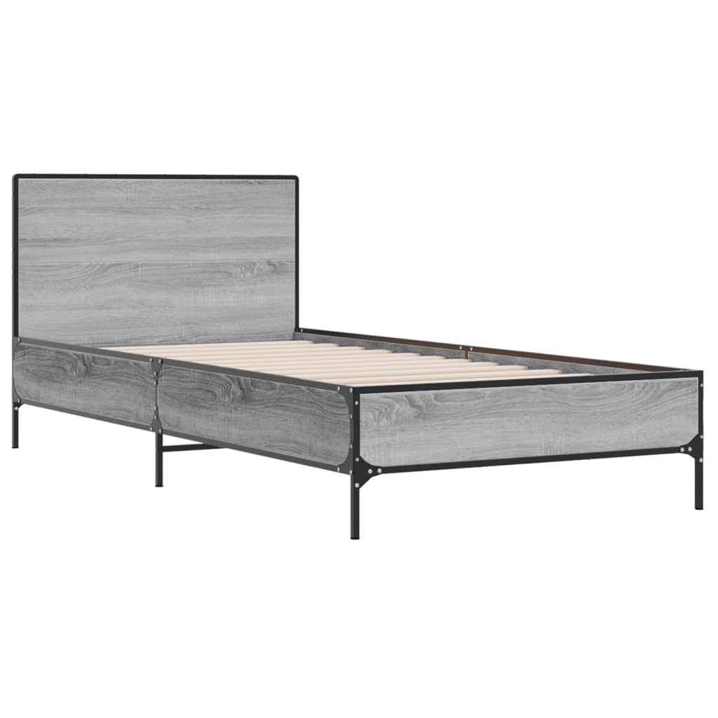 Bed Frame without Mattress Grey Sonoma 100x200 cm