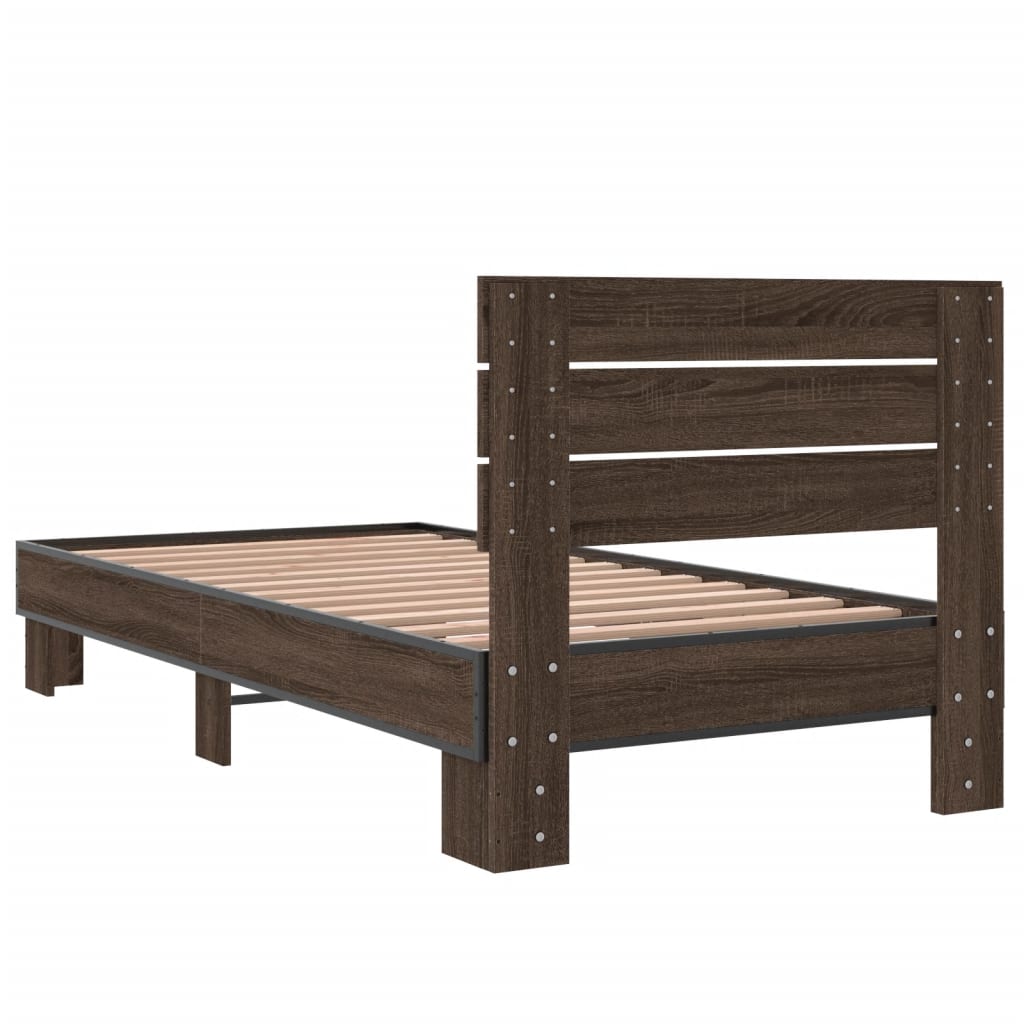 Bed Frame without Mattress Brown Oak 75x190 cm Small Single