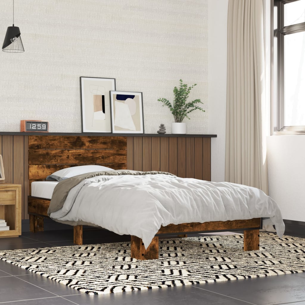 Bed Frame without Mattress Smoked Oak 90x190 cm Single