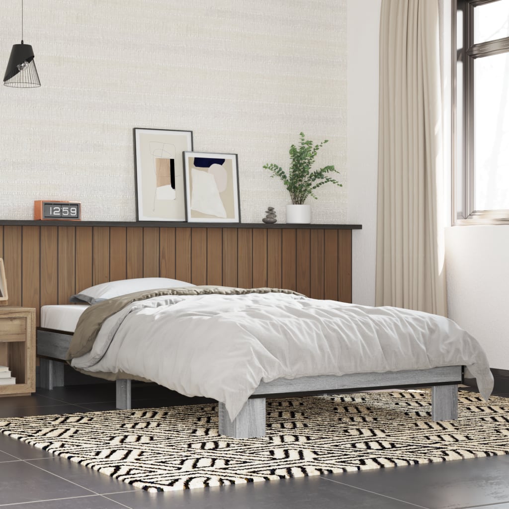Bed Frame without Mattress Grey Sonoma 100x200 cm