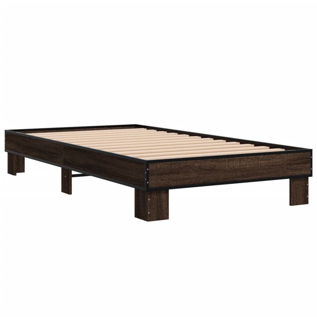 Bed Frame without Mattress Brown Oak 90x200 cm