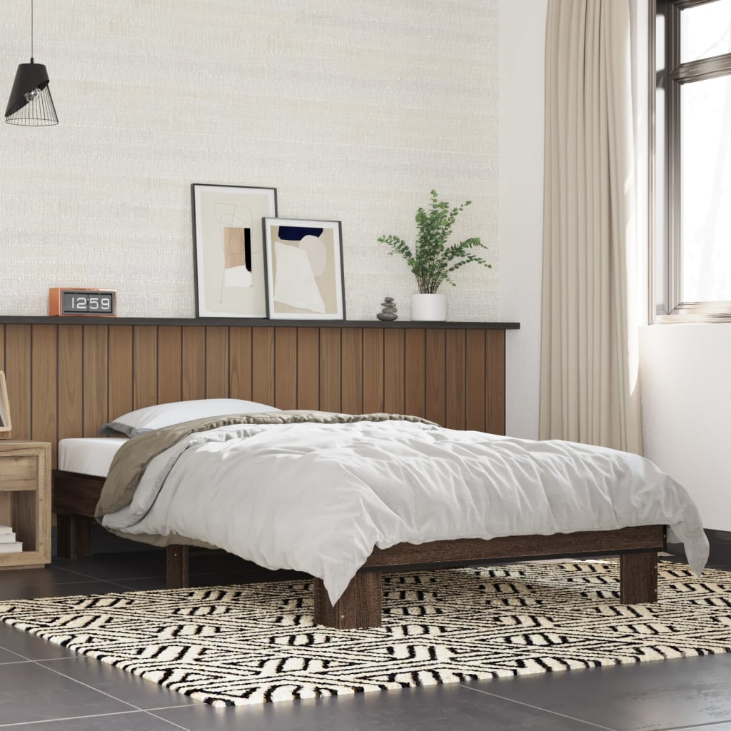 Bed Frame without Mattress Brown Oak 75x190 cm Small Single