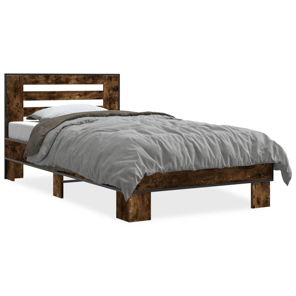 Bed Frame without Mattress Smoked Oak 90x190 cm Single
