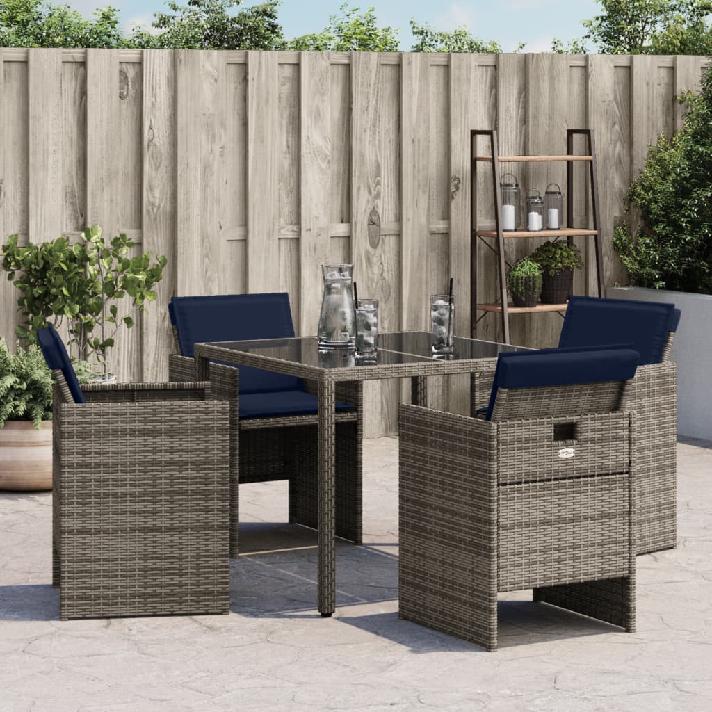 Garden Chairs with Cushions 4 pcs Grey Poly Rattan