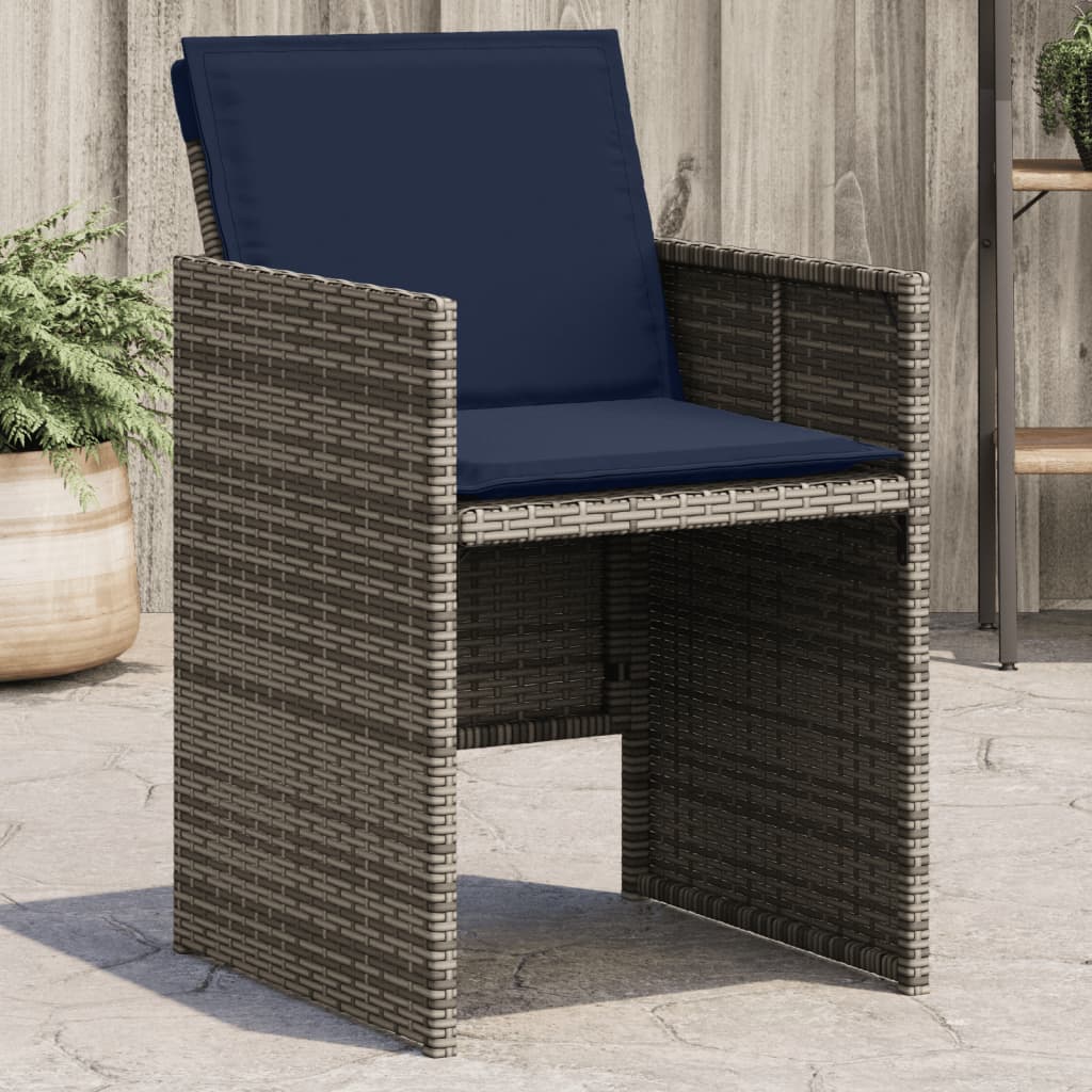 Garden Chairs with Cushions 4 pcs Grey Poly Rattan