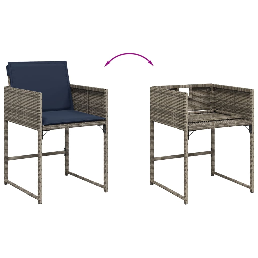 Garden Chairs with Cushions 4 pcs Grey Poly Rattan