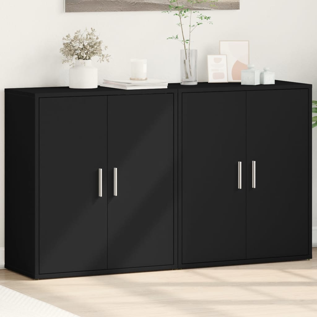 Sideboards 2 pcs Black 60x31x70 cm Engineered Wood