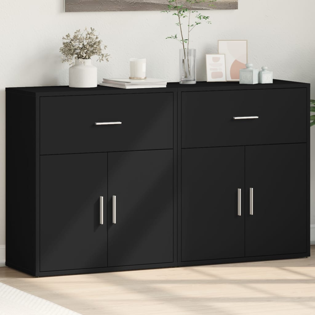Sideboards 2 pcs Black 60x31x70 cm Engineered Wood