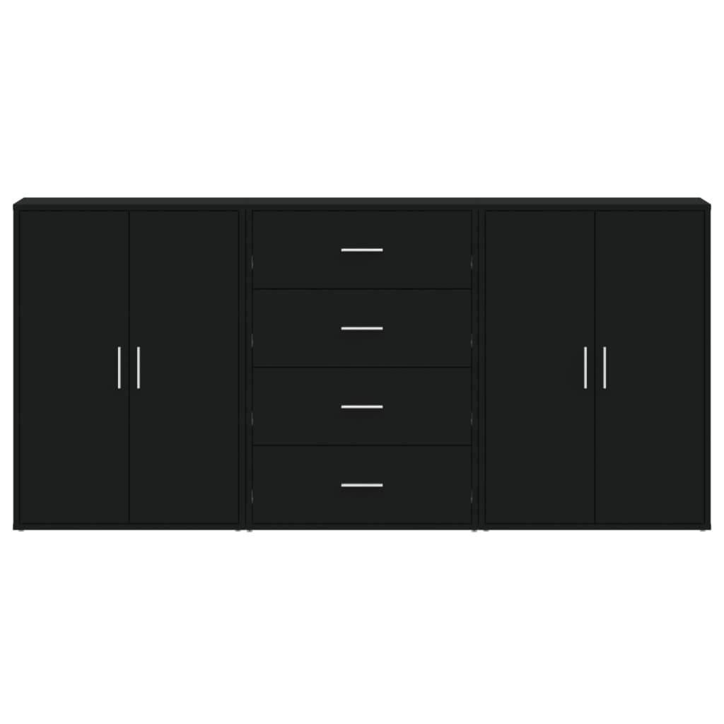 Sideboards 3 pcs Black 60x31x84 cm Engineered Wood