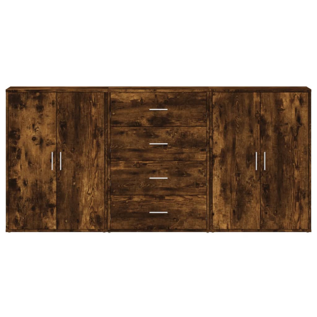 Sideboards 3 pcs Smoked Oak 60x31x84 cm Engineered Wood