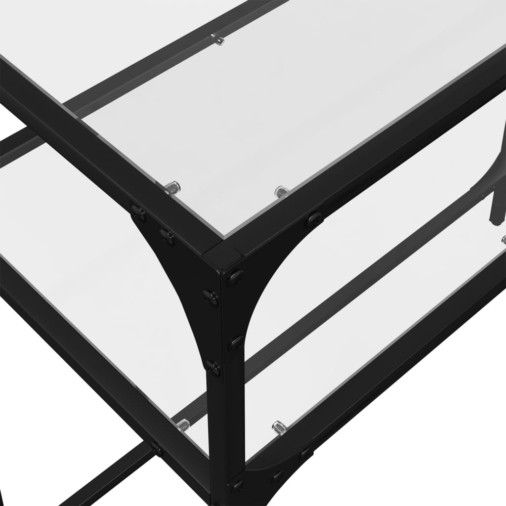 Console Table with Transparent Glass Top 80x35x81 cm Steel