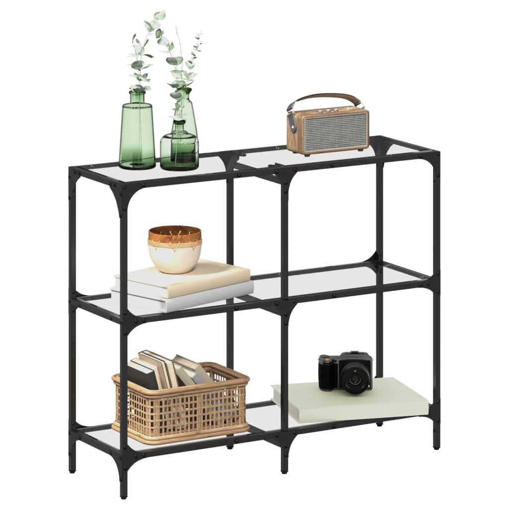 Console Table with Transparent Glass Top 98x30x81 cm Steel