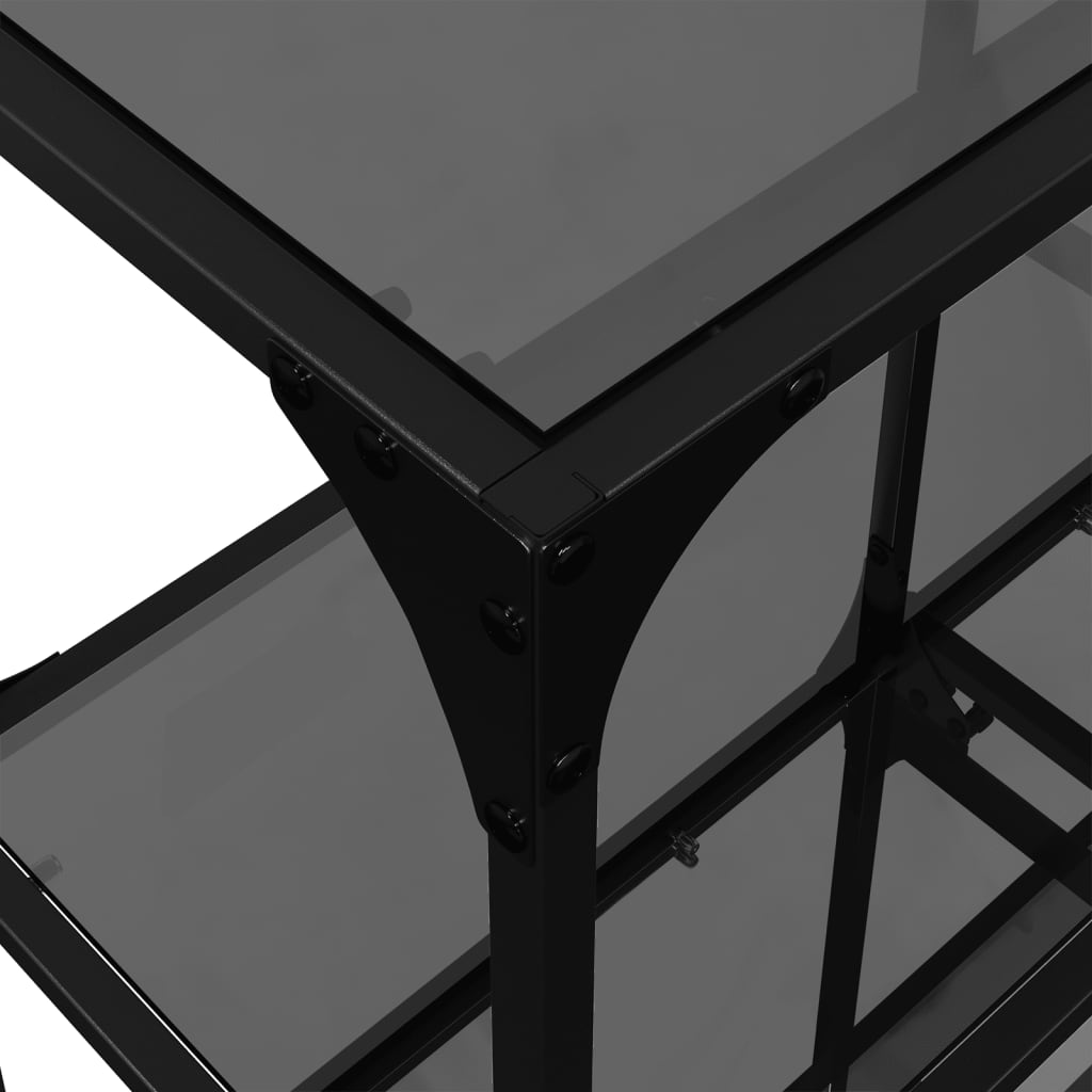Console Table with Black Glass Top 118.5x30x81 cm Steel