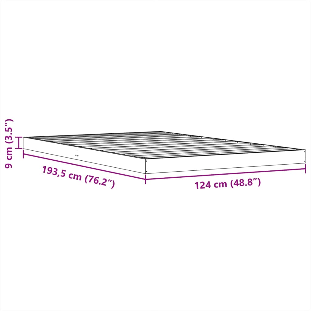 Bed Frame without Mattress Wax Brown 120x190 cm Small Double Solid Wood Pine