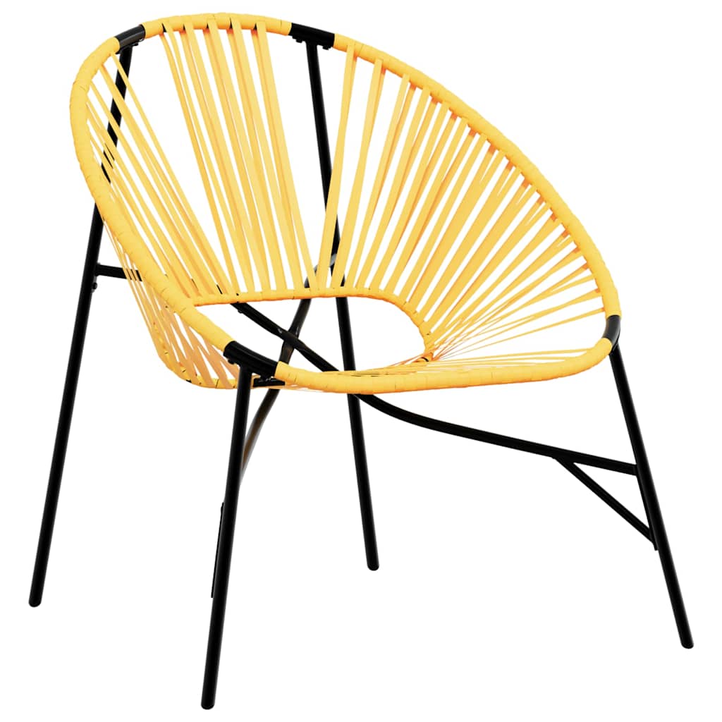 Garden Chair Set 3 pcs Black and Yellow Poly Rattan