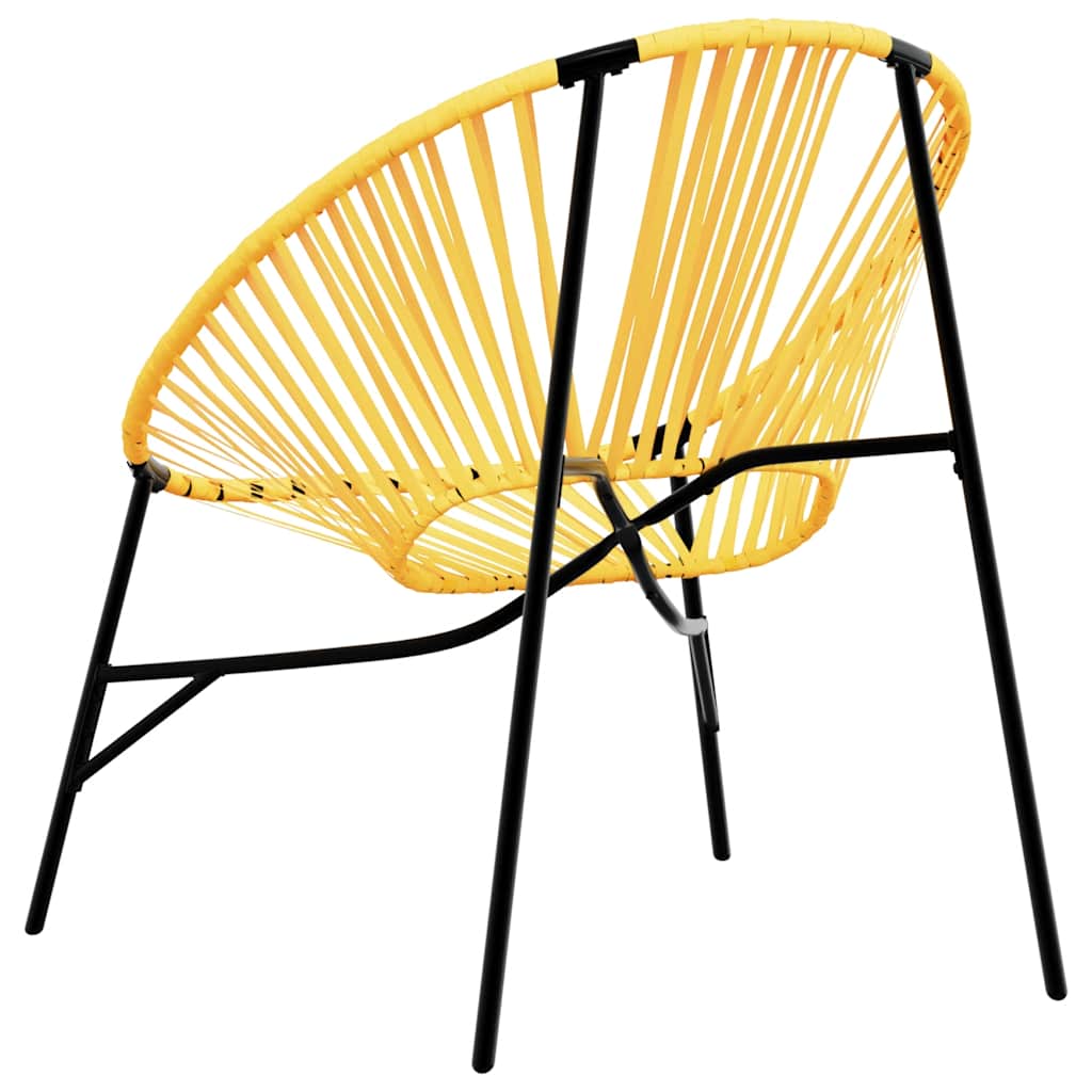 Garden Chair Set 3 pcs Black and Yellow Poly Rattan