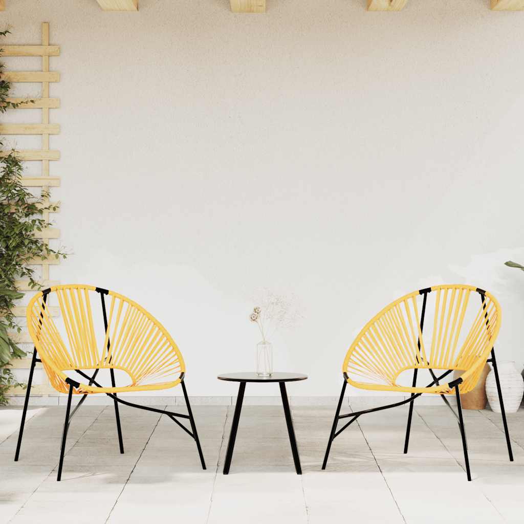 Garden Chair Set 3 pcs Black and Yellow Poly Rattan