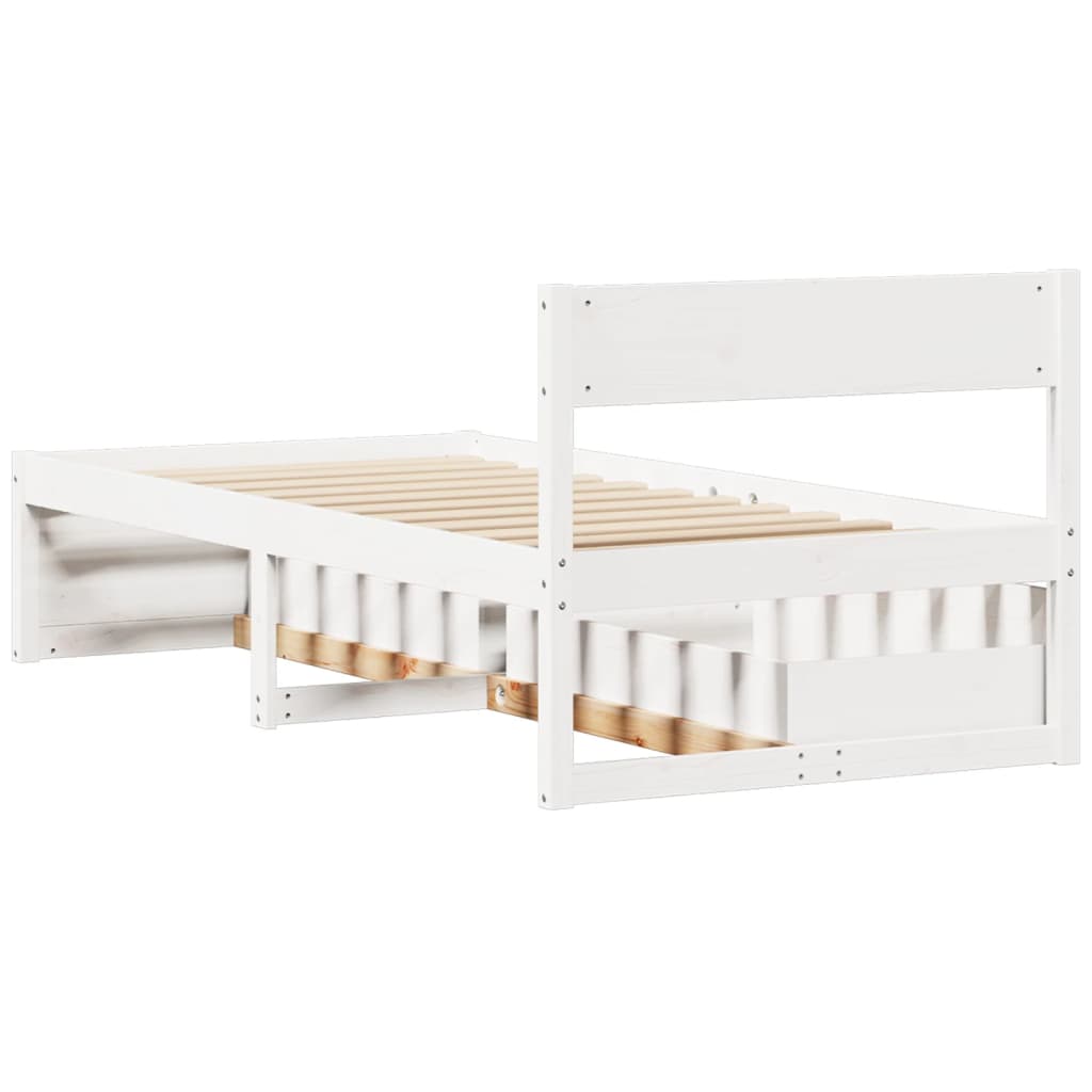 Bed Frame without Mattress White 90x190 cm Single Solid Wood Pine