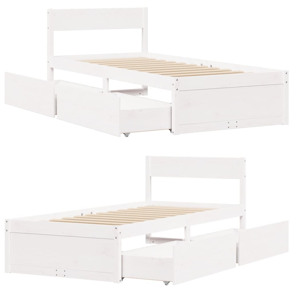 Bed Frame without Mattress White 90x190 cm Single Solid Wood Pine