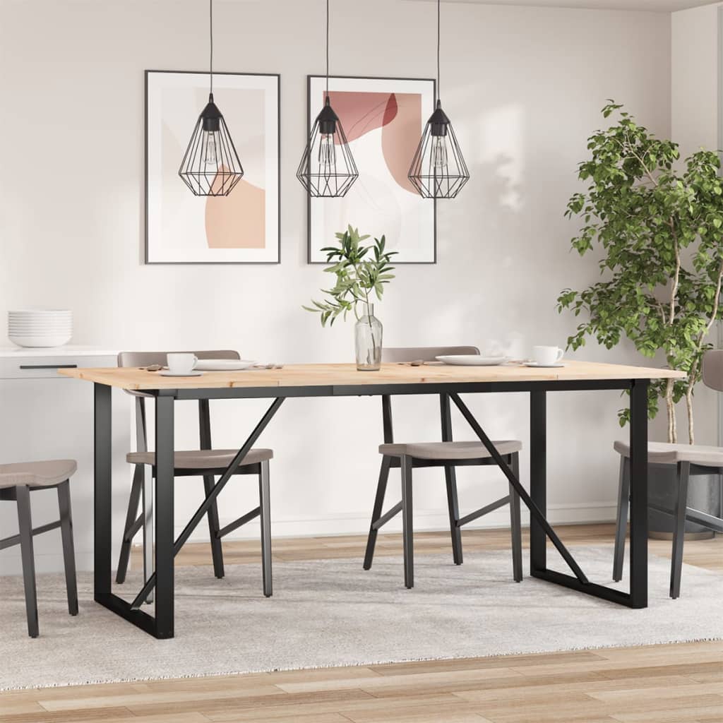 Dining Table O-Frame 180x90x75 cm Solid Wood Pine and Steel