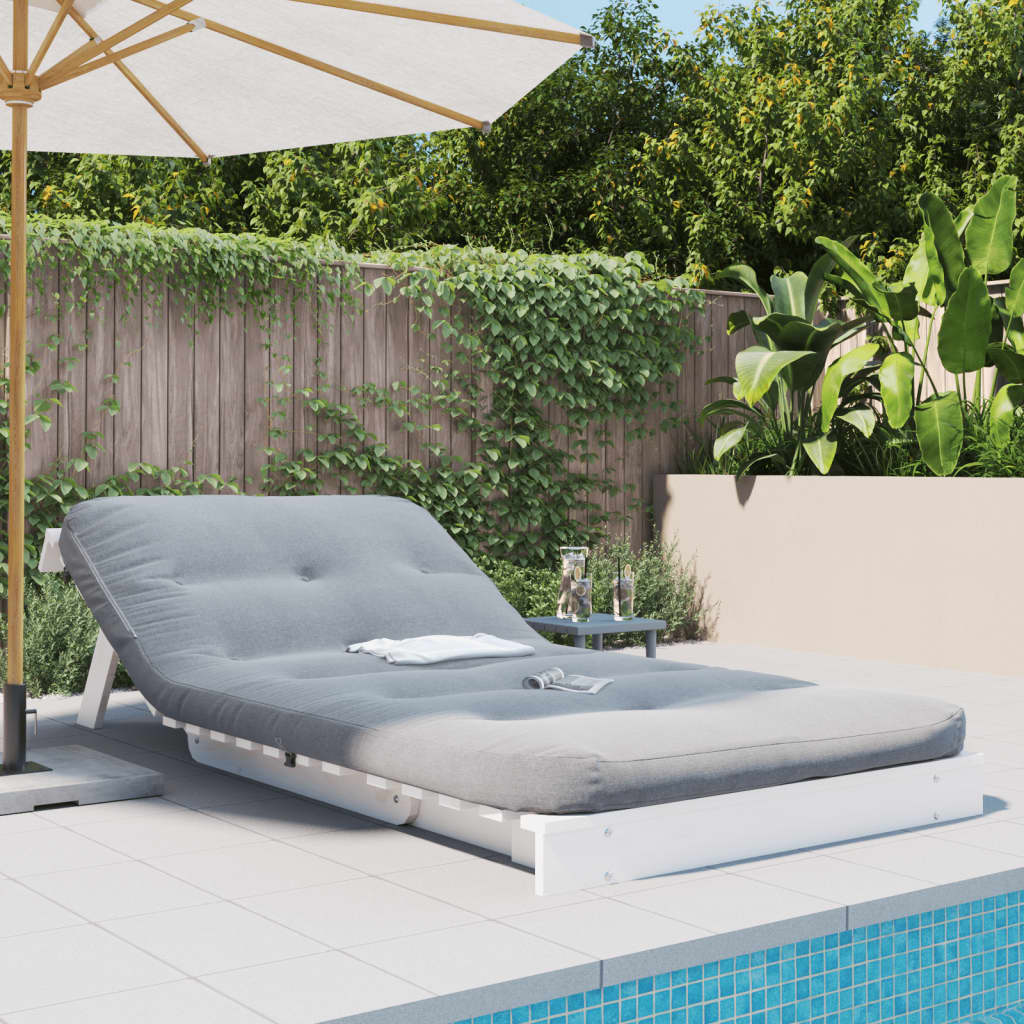 Futon Sofa Bed with Mattress White 100x206x11 cm Solid Wood Pine