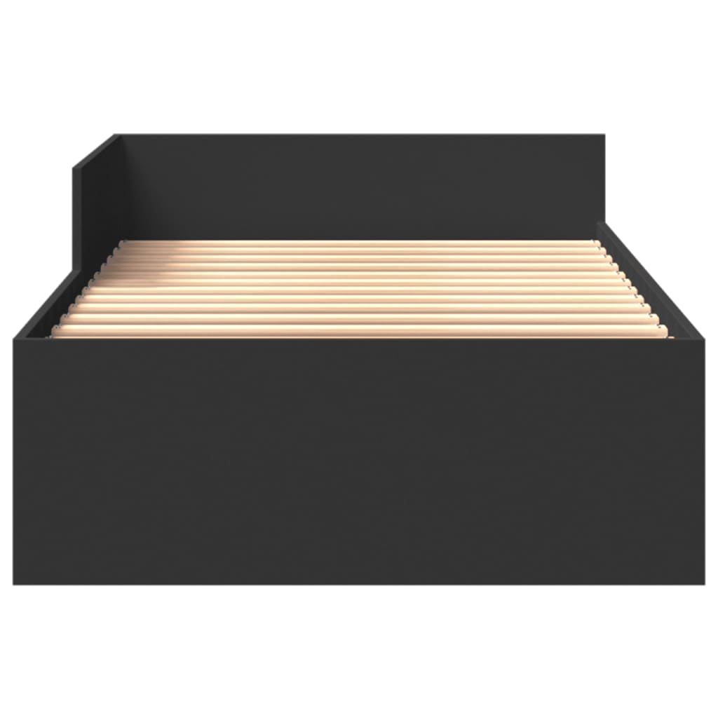 Bed Frame without Mattress Black 75x190 cm Small Single Engineered Wood